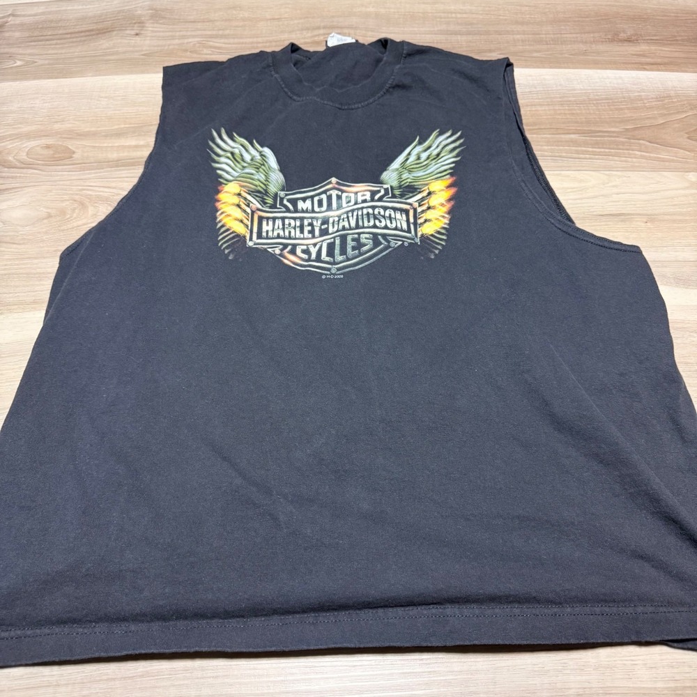 Harley-Davidson Muscle Tee‎ Mens 2XL Black Golden Isles Brunswick Georgia Biker - Picture 14 of 14